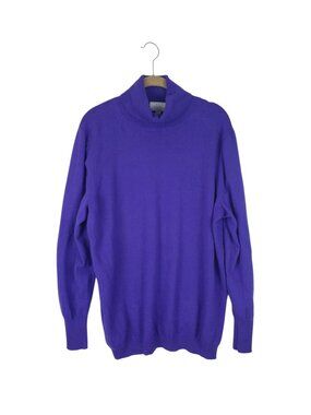 Pure Collection 100% Cashmere Turtleneck Sweater Purple Soft Cozy US Womens 18